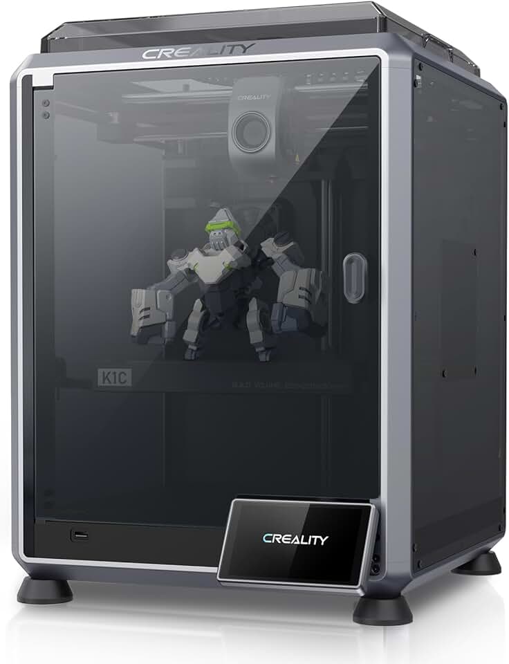Creality K1C 3D Printer, 2024 New Version 3D Printers with 600mm/s Fast Printing Speed and Clog-Free Direct Extruder, Support 300℃ Printing and Carbon Fiber Filaments, Auto Leveling and AI Camera