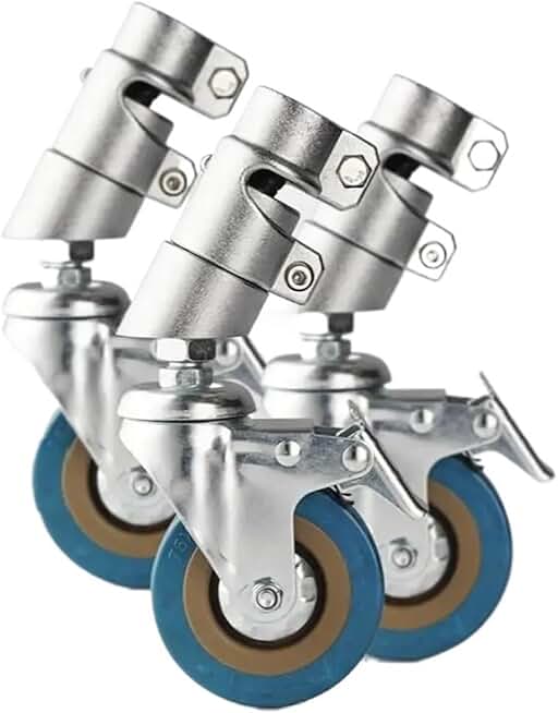 EVURU 3 Inch Universal Caster Wheel C-Frame Studio Sleeve with Brake Stainless Steel Lamp Frame Top 3Pcs
