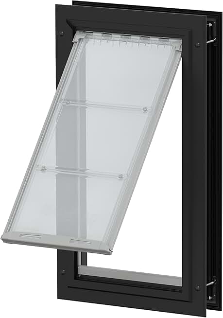 Endura Flap E2 Giant Dog Door for Doors | Designed for Big & Tall Dog Breeds | Insulated Flap for Energy Efficiency | Weather-Resistant & Secure Aluminum Frame | Black, Extra Large, Single Flap