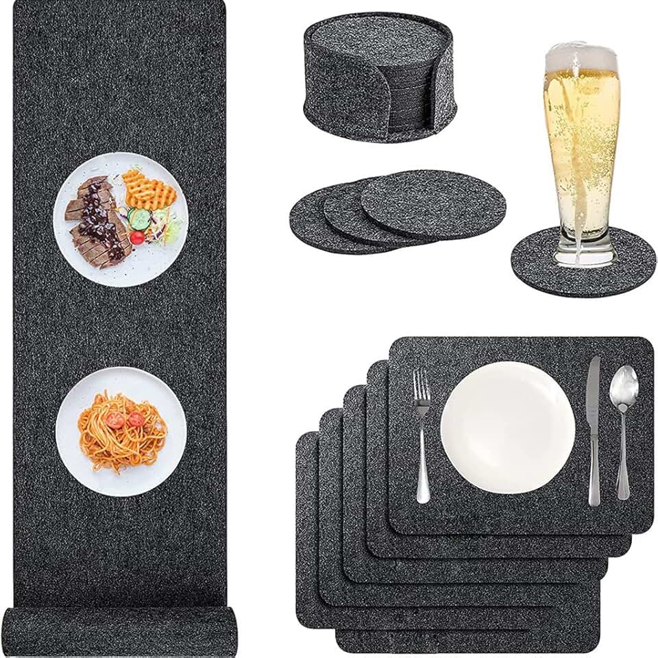 Felt Cloth Placemat Coaster Set Washable Table Insulation Pad Coaster Dish Pad Insulation Soft Table Decoration