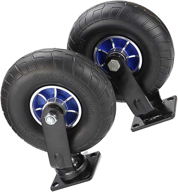 Swivel Caster Wheels, Steel Plate Casters, Heavy-Duty Universal Wheel, Solid, with Double Pressure Bearing, Stable Driving and Quiet, 300kg Per Load, Thickened Rubber Wheels, Set of 2