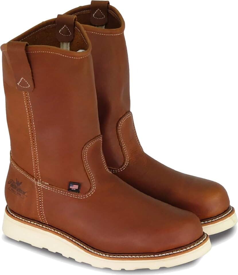 Thorogood American Heritage 11” Steel Toe Wellington Boots for Men - Premium Full-Grain Leather with Slip-Resistant Wedge Outsole and Comfort Insole; EH Rated