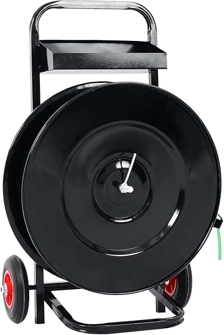 Banding Cart, Strap Dispenser, Heavy Duty Steel Strapping Banding Cart with 50 Packing Buckle,Strapping Dispenser for Heavy Items Packaging