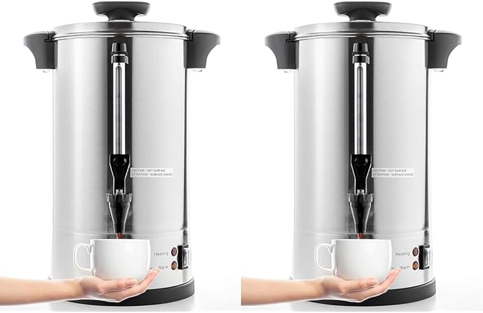 SYBO 2022 UPGRADE SR-CP-100B Commercial Grade Stainless Steel Percolate Coffee Maker Hot Water Urn for Catering & 2022 UPGRADE SR-CP-50B Commercial Grade Stainless Steel Percolate Coffee Maker