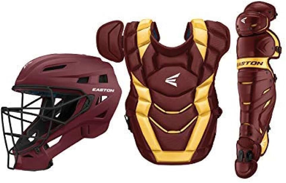 EASTON ELITE X Baseball Catchers Equipment Box Set, Intermediate, Maroon/Gold