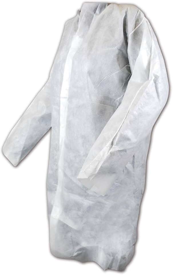 MAGID C9PM EconoWear Poly Plus Polypropylene Coated Disposable Lab Coat with Snap Front, Medium, White (Case of 25)