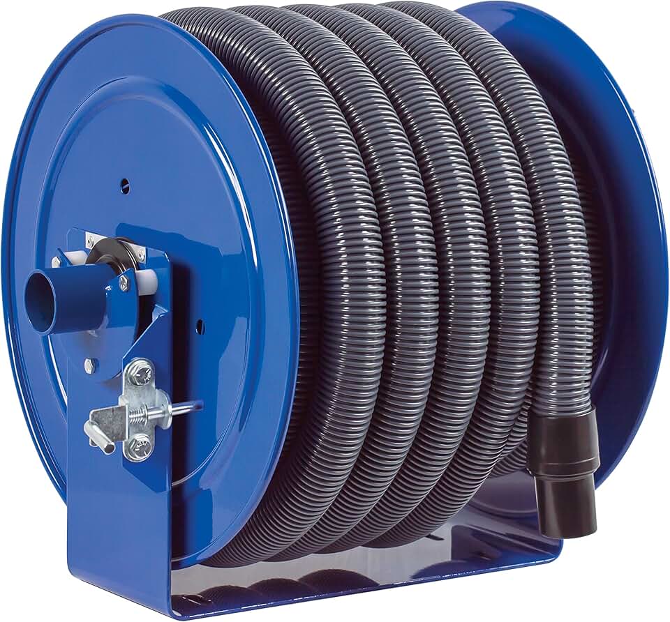 Coxreels SH-N-550 Super Hub Series | Retractable Air Hose Reel | Air / Water ¾” Hose I.D. (Included) & Auto Rewind Storage Reel | Multi Position Lock | 50' Length PVC | 300 PSI Rated | Made in USA