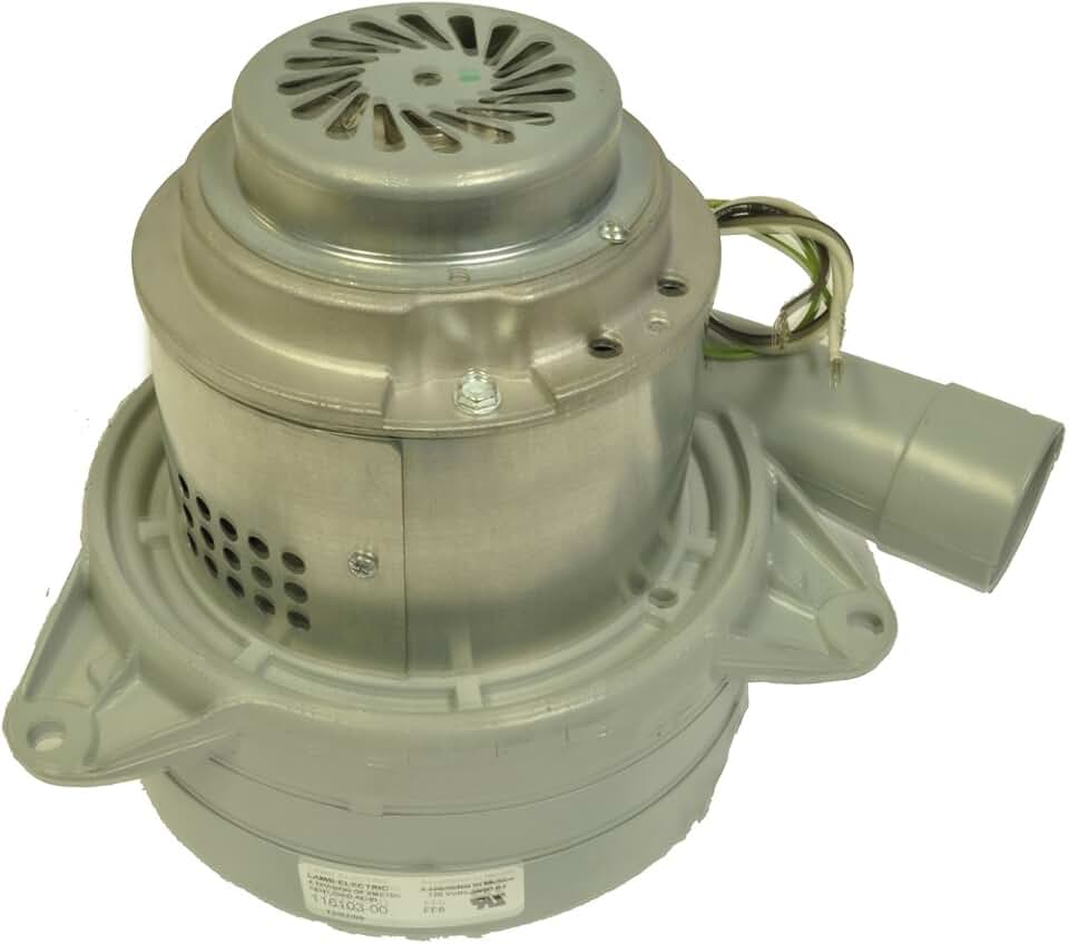 AMETEK LAMB Vacuum Motor: Metal Mounting Brackets, 7.2 in Body Dia, 120V AC, 3 Blower Stages