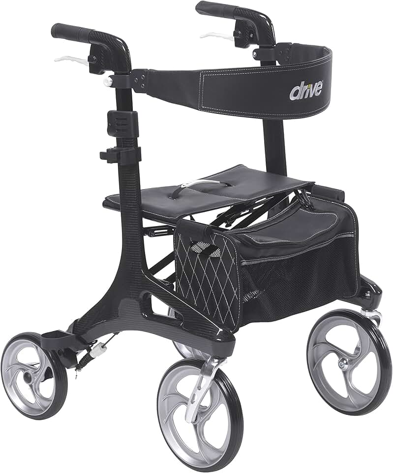 Drive Medical RTL10266CF Nitro Elite CF Foldable Rollator Walker with Seat, Black