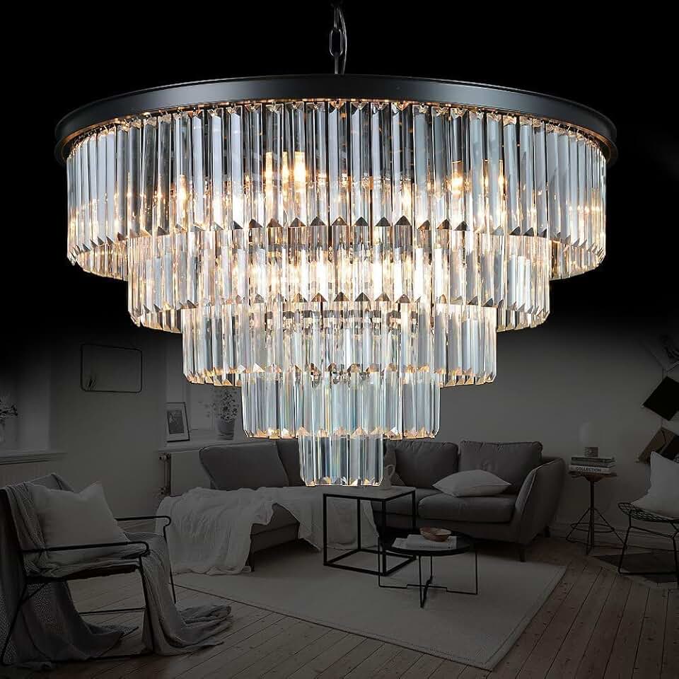 Luxury Modern Crystal Chandeliers Lighting Contemporary Pendant Chandelier Ceiling Lamp Lights Fixture 5-Tier (16 Lights) for Dining Room Living Room Hotel