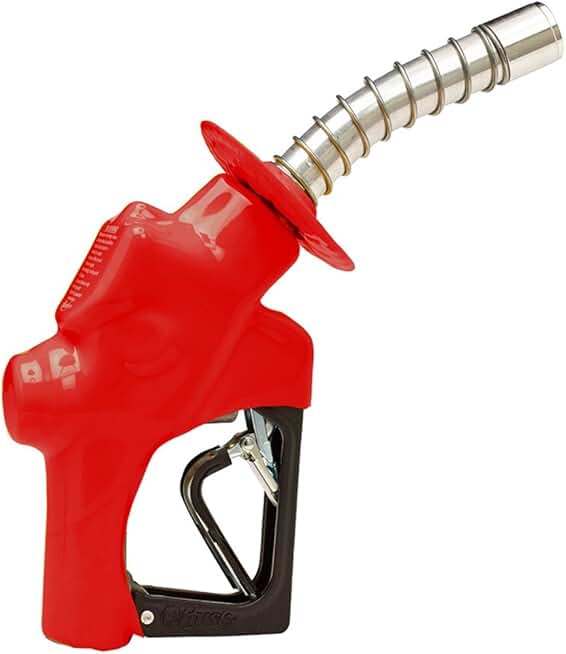 Husky 651910-02 New VIIIS Heavy Duty Pressure Activated Diesel Nozzle with 3-Notch Hold Open Clip and Spout Bushing, Made in USA