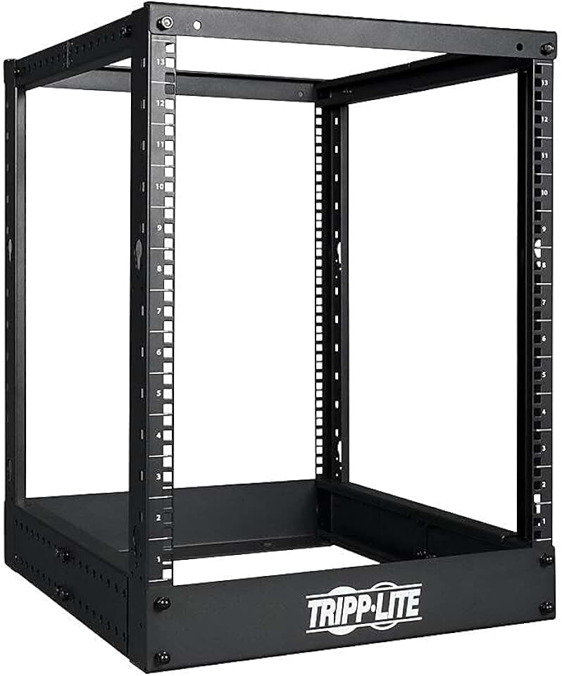 13U 4-Post Open Frame Rack, Network Equipment Rack, 1000 lb. Capacity (SR4POST13),Black