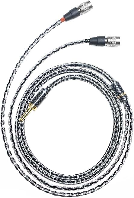 GUCraftsman 16 Strands 7N Single Crystal Copper/Silver Mixed Headphones Replacement Cables 4Pin XLR/4.4mm Balance for MrSpeakers/Dan Clark Audio Aeon 2 RT Ether 2 Ether C Flow Stealth (4.4mm Plug)