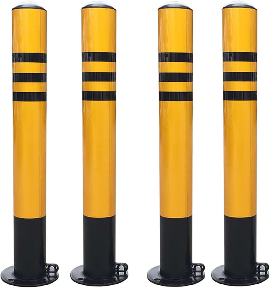 4Pcs Steel Bollards Security Post Barrier, Height Yellow Powder Coat Pipe with 4 Free Anchor Bolts, Parking Post Perfect for Garage Or Parking Lot (Color : 6Pcs, Size : 76 * 750MM) (4pcs 76 * 600MM)