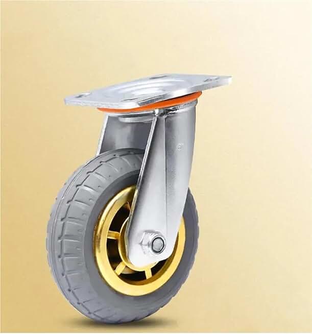 1 Pcs 8-Inch-Directional Wheel Heavy Duty Caster Mute Rubber Flat Trolley Shock Absorption with Brake