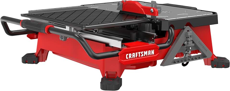 CRAFTSMAN V20 Tile Cutter, Wet Tile Saw, Compact Sliding Cart, 7 inch, Cordless, Battery and Charger (CMCS4000M1)