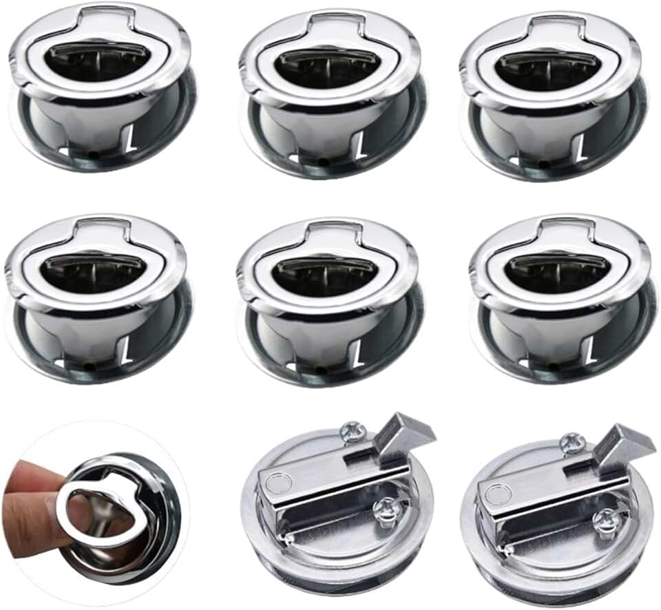 Stainless Steel Flush Pull Locker Hatch Lift Handle Marine Door Locking Hardware Accessories for Boat Yacht RV 9Pcs/Set