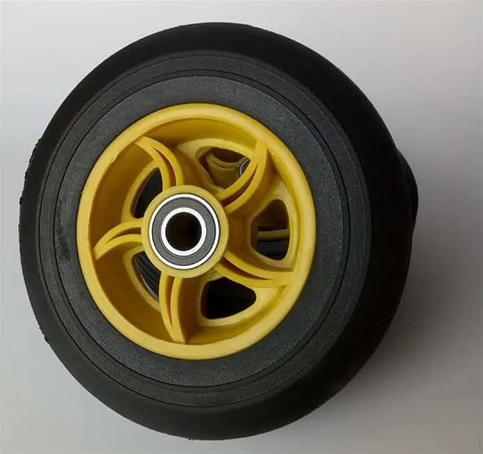 10 Inch 350-4 Wind Fire Rubber Powder Solid Wheel Flat Top Cart Tool Car 1Pcs, Yellow