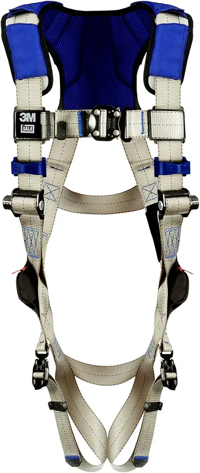 3M DBI-Sala ExoFit X100 Comfort Vest Safety Harness Fall Protection, OSHA, ANSI, General Purpose, 1 D-Ring Connection, Quick Connect Leg and Chest Buckles, Zinc Plated Steel, 1401022, Large