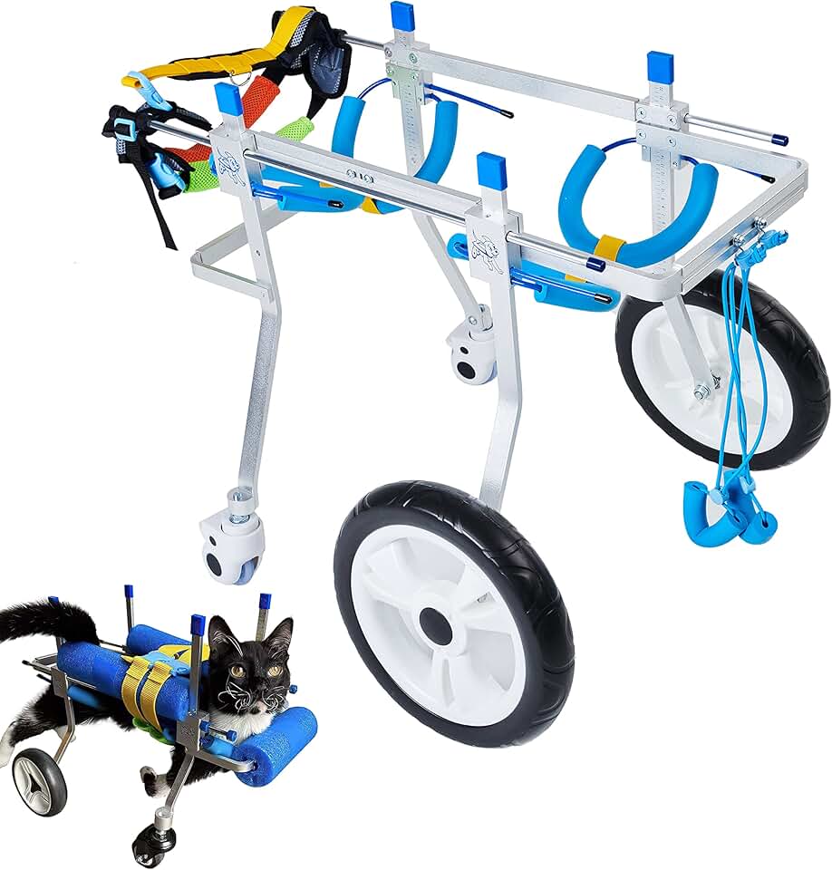 Adjustable 4-Wheel Large Dog Cart/Wheelchair, for Front Or Back Legs Large Dog Wheelchair，Light Weight, Easy Assemble Light Weight, Easy Assemble(7-Size)(XL)