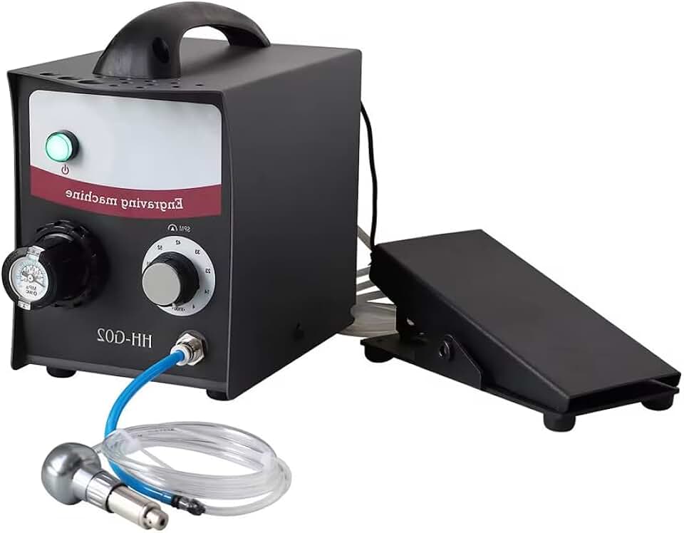 HH-G02 Pneumatic Jewelry Engraver Machine 110V 60Hz Pneumatic Hand Engraving Machines 400-800 RPM Pneumatic Graver Handpiece Micro Engraer for Jewelry Crafts and Wrought Iron
