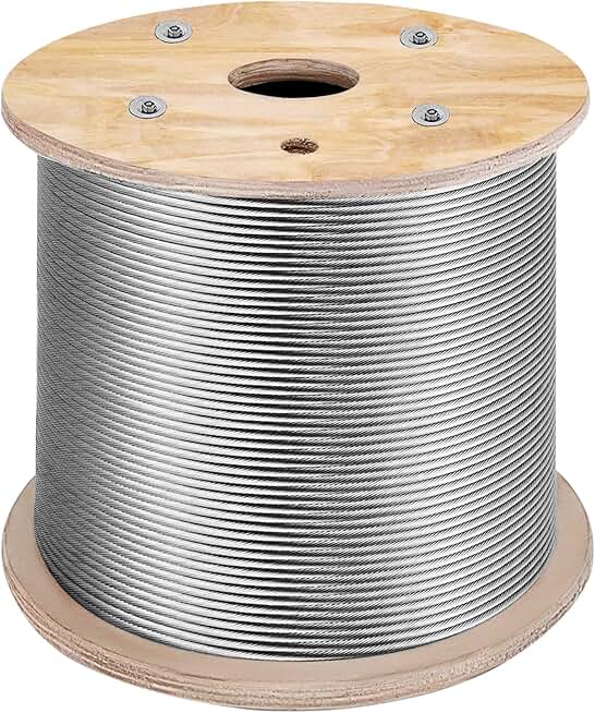 VEVOR 3/16 Stainless Steel Cable 1000FT, T316 4700 LBS Breaking Strength Thickened Cable Railing System Wire Rope Aircraft Deck Railing Kit Fence Wire