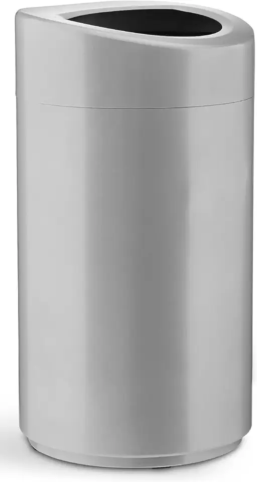 Safco Open-Top Modern Trash Can, Durable & Puncture-Resistant Stainless Steel, 14 Gallon, Silver