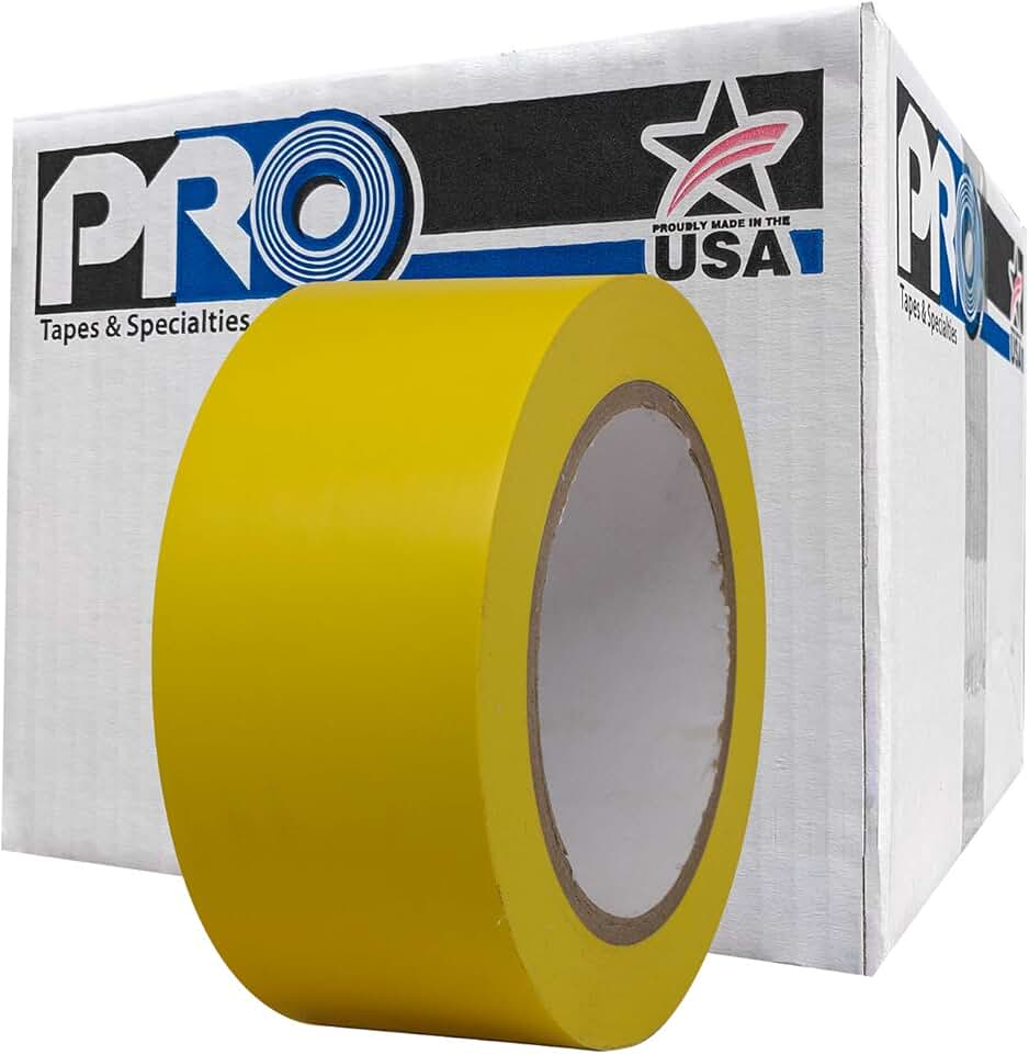 ProTapes Pro 50 Premium Vinyl Safety Marking and Dance Floor Splicing Tape, 6 mils Thick, 36 yds Length x 2