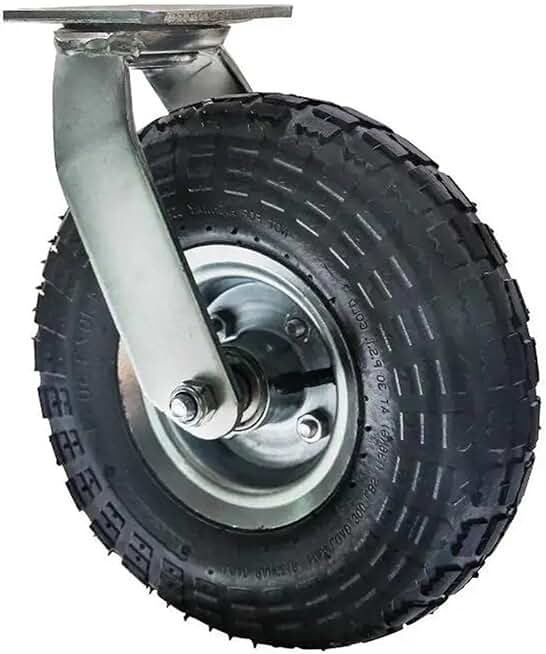 PONNYC Heavy Duty Caster 10 Inch Inflatable Rubber Wheels Luggage Wheels Stainless Steel Trolley Casters Universal Wheels 1Pcs(10-inch-A-Active)