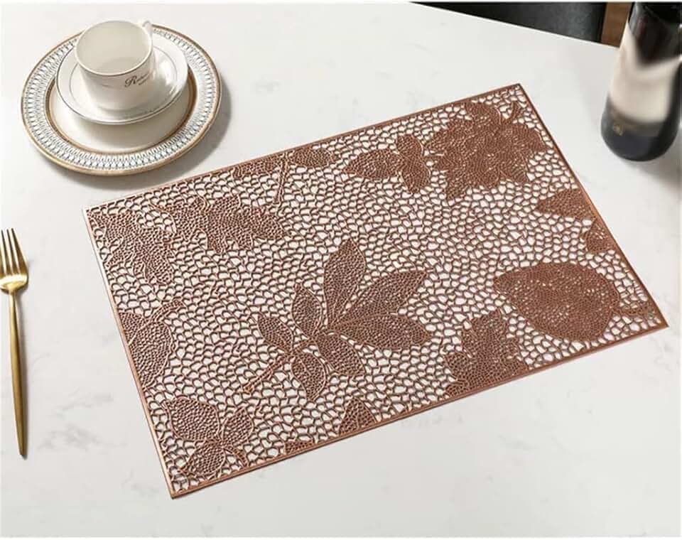 Dining Table Decoration Hollow Kitchen Placemats 6 Piece Table Mats Festive Homeware(D)