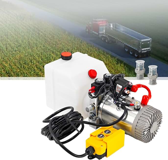 3 Quart Dump Trailer Hydraulic Pump 12VDC Double Acting Hydraulic Power Unit 3200 PSI Fits for Dump Trailers Car Lifting Platforms
