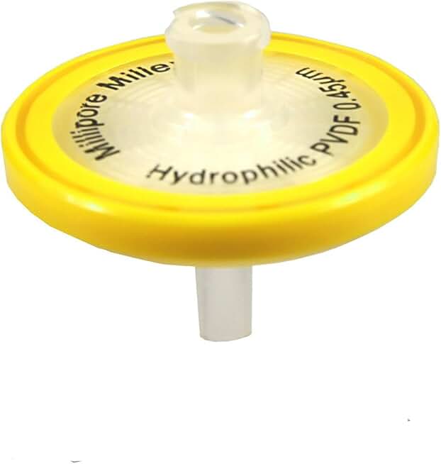 SLHV033RB PVDF Hydrophilic Millex-HV Syringe Filter Unit, Sterile, 0.45 Micron, 33mm Diameter, Yellow (Pack of 250)