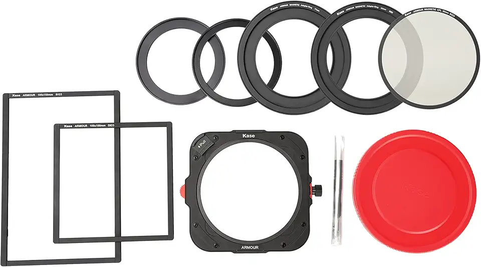 Kase Armour Magnetic 100mm Holder Kit 67mm 72mm 77mm 82mm Optical Glass CPL + 2 Magnetic Frames 100