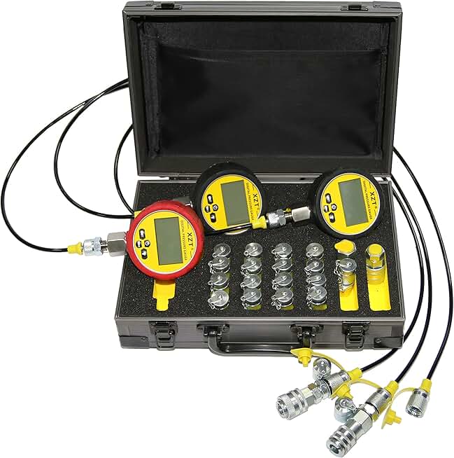 XZT 70P Digital Hydraulic Pressure Test,Pressure gauges Set, Mini Hydraulic Hose Set, Test Coupling Set,Hydraulic Repair Tools for Excavator Construction Machinery,Hydraulic Systems