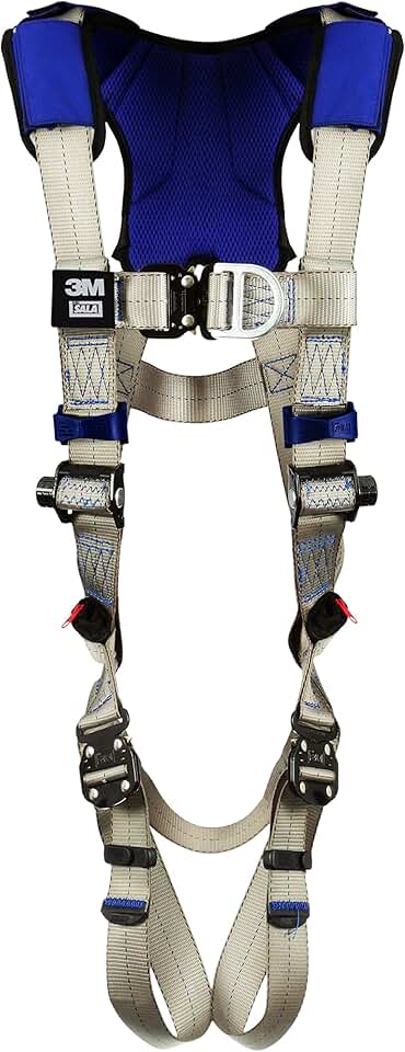 3M DBI-Sala ExoFit X100 Comfort Vest Climbing Harness Fall Protection, OSHA, ANSI, Front and Back D-Rings, Quick Connect Chest and Leg Buckles, Zinc Plated Steel, 1401028, X-Large