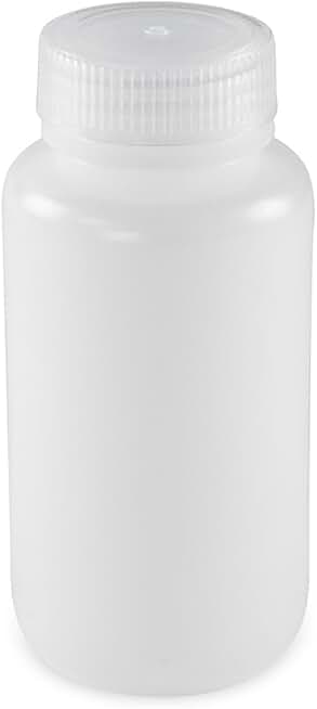 Globe Scientific, Diamond Essentials Bottle, Wide Mouth, Round, HDPE with PP Closure, 250mL, Bulk Packed with Bottles and Caps Bagged Separately, 250/Case, 7510250BKS