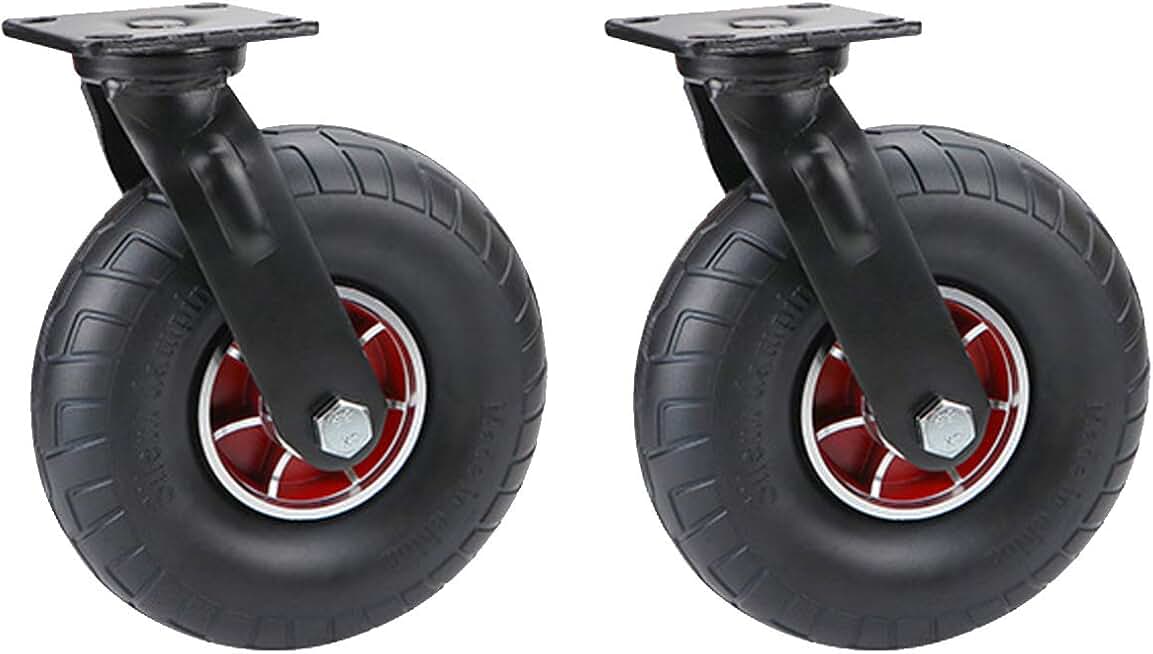 Heavy Duty Castors, Workbench Caster, Solid Rubber Wheels, 2-Wheels Load 600kg, Quiet, Non-Slip, Sturdy and Durable, Widen The Tread 78mm, Flatbed Cart Rotating Wheel, 10 Inches