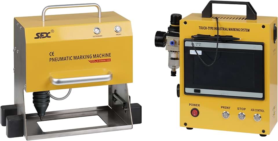 LYXC Pneumatic Dot Peen Marking Machine for Metal Engraving Machine Marking Range 150×80mm Digital Control Pneumatic Dot Peen Marking Machine for Characters, Serial Numbers, Date and Graphics, etc