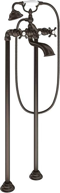 S22105ORB Weymouth Two Handle Tub Filler with Cross-Handles and Handshower, Oil Rubbed Bronze