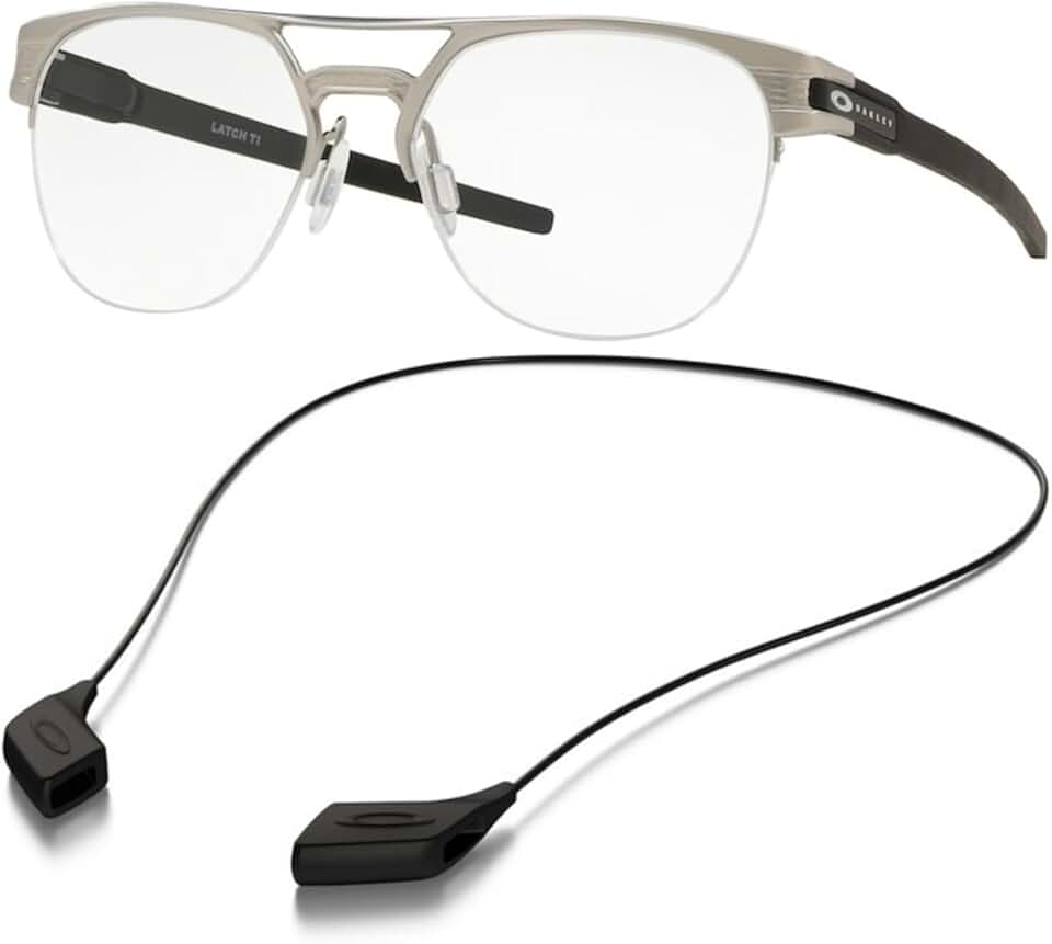 Oakley OX5134 Eyeglasses Bundle: OX 5134 LATCH TI 513403 Satin Chrome and Large Black leash Accessory kit