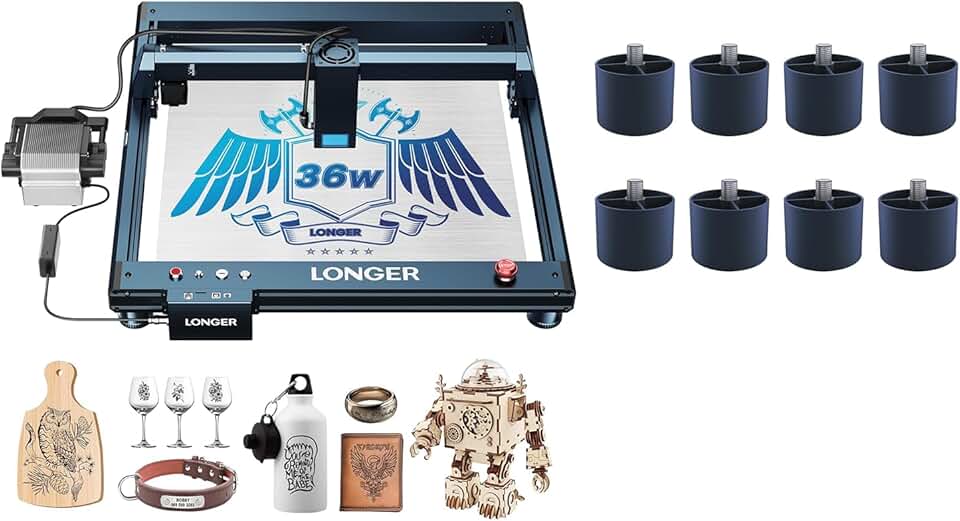 Longer Laser B1 36W Engraver with Auto Air Assist + Longer 8Pcs Laser Engraver Raiser