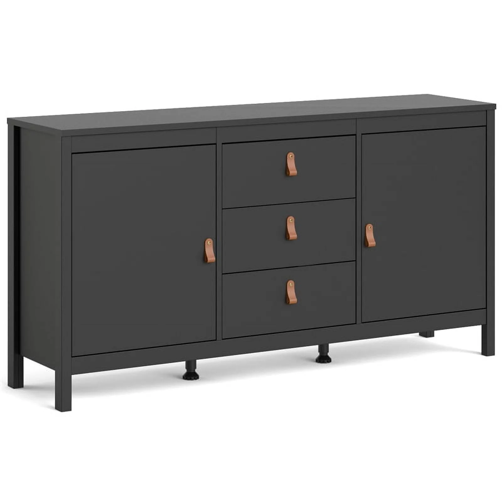 Pemberly Row 2 Door Sideboard with 3 Drawers in Black Matte