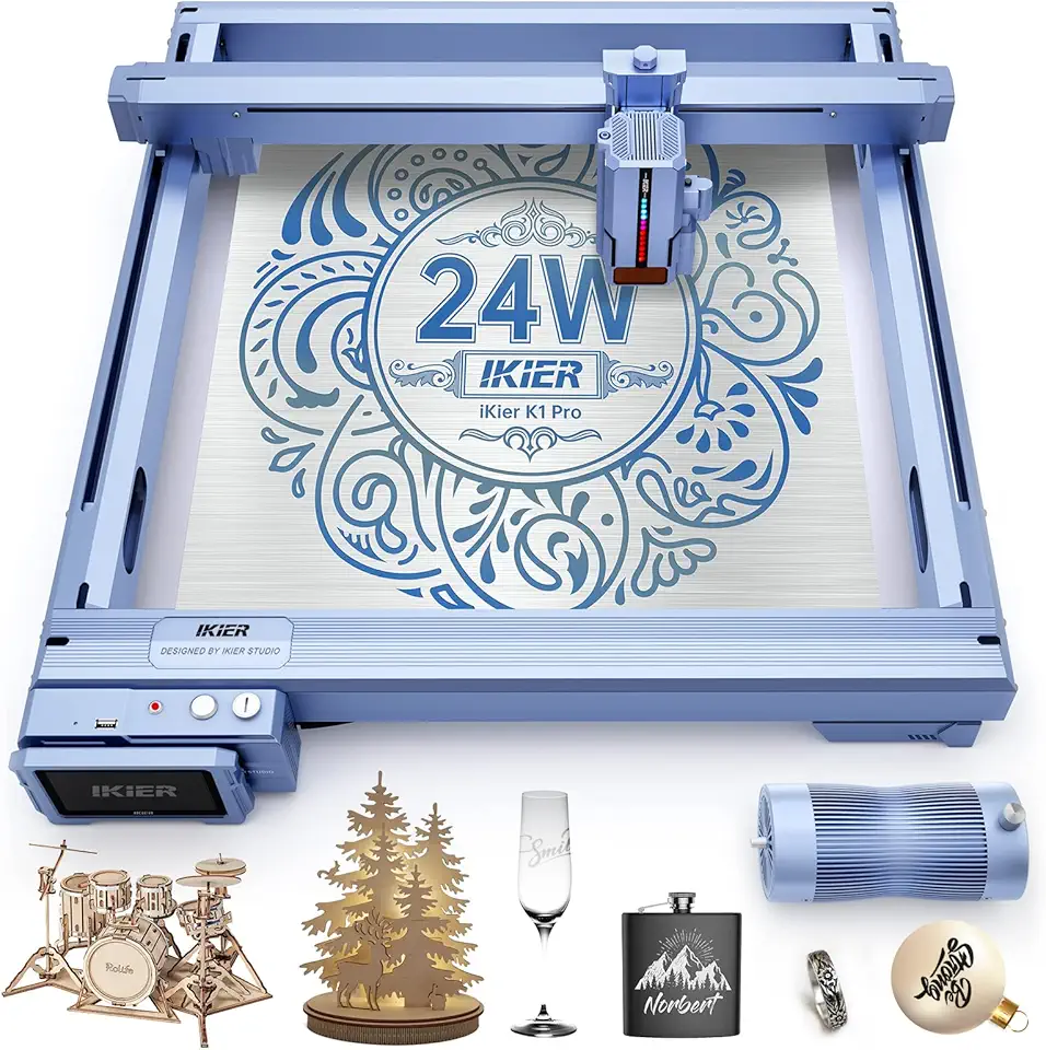 K1 Pro Laser Engraver with Air Assist 24000mW Laser Cutter DIY Laser Engraving Machine for Wood, Metal, Craft Paper, Acrylic, Leather