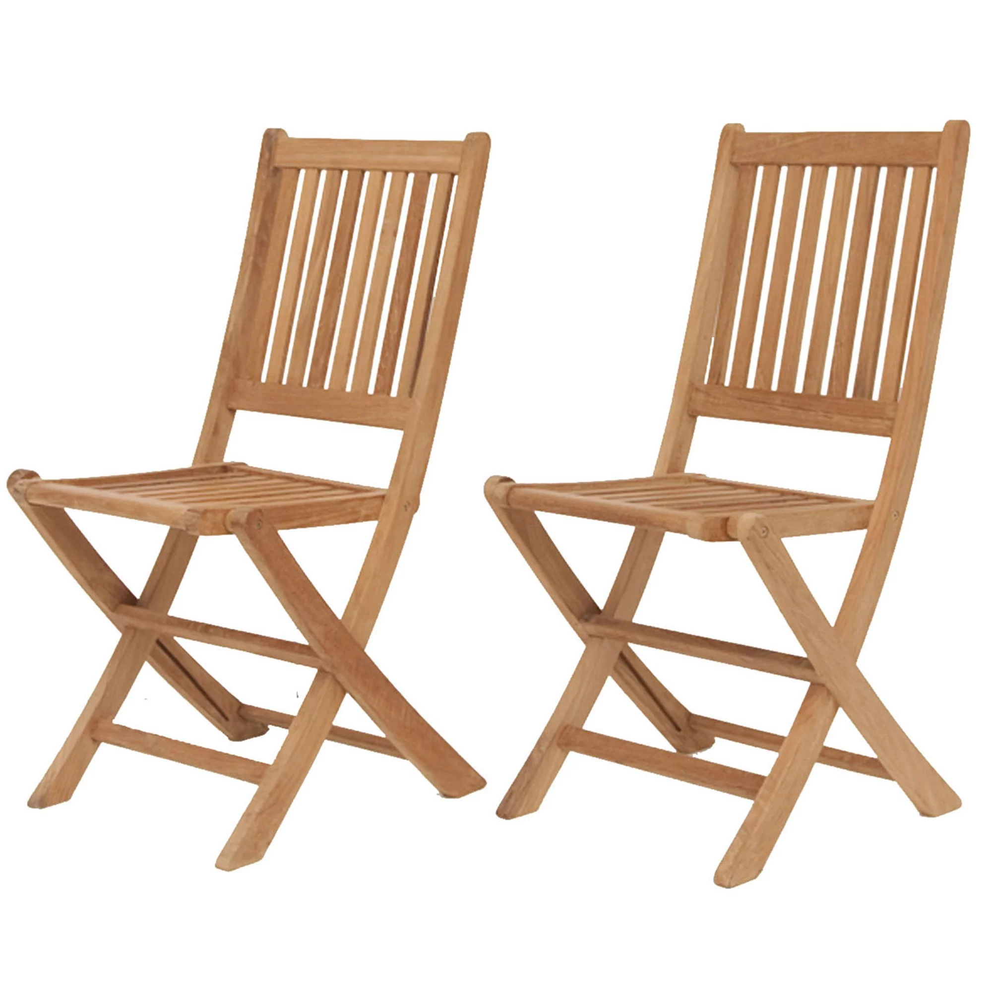 Outdoor Living and Style 2-Piece London Teak Outdoor Patio Folding Chair Set 35