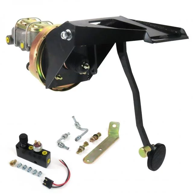 Helix Suspension Brakes & Steering  55-59 Chevy Truck Firewall 9 in. Single Brake Pedal Kit Adjustable Disc & Drum 3 in. Black Pad