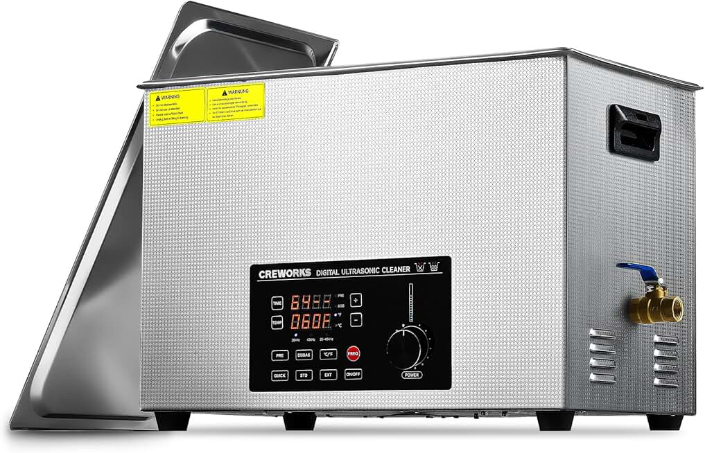 CREWORKS Dual Frequency 30L Digital Ultrasonic Cleaning Machine, 28 & 40 kHz 500W Ultrasonic Cleaner with Adjustable Power, 7.9gal. Ultrasound Cleaner with Degas Mode for Auto Parts Circuit Board