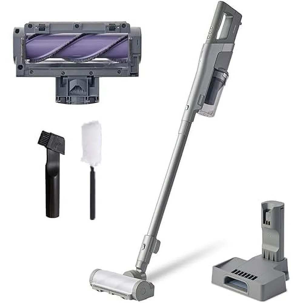 Iris OHYAMA Vacuum Cleaner Cordless Stick Cleaner Rechargeable Cyclone Charging Station Electrostatic Mop Carpet Cleaning Maximum 43minutes Operation SUUZE SCD-210P-H Gray