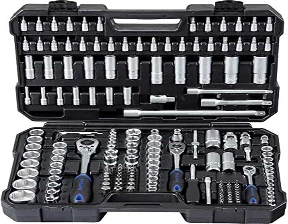 8663 Socket Spanner Case ¼ Inch + 3/8 Inch + ½ Inch 182-Piece 48-Tooth Ratchet