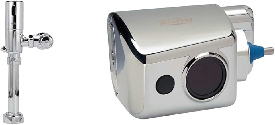 Zurn ZTR6200-WS1 EcoVantage ZTR Exposed Sensor Piston Water Closet Flush Valve, 1.6 GPF, in Chrome & ZERK-CPM AquaSense E-Z Flush Retrofit Kit with Metal Cover, Chrome