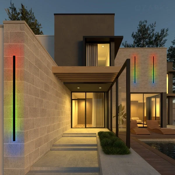 Ozarke Svelte RGB Outdoor Wall Lamp Modern Linear Light Fixture 70 Inches